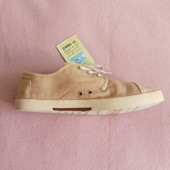 TOMS Paseo Canvas Lace-Up Shoes, Sesame, Size 14, NWT - Picture 5 of 11